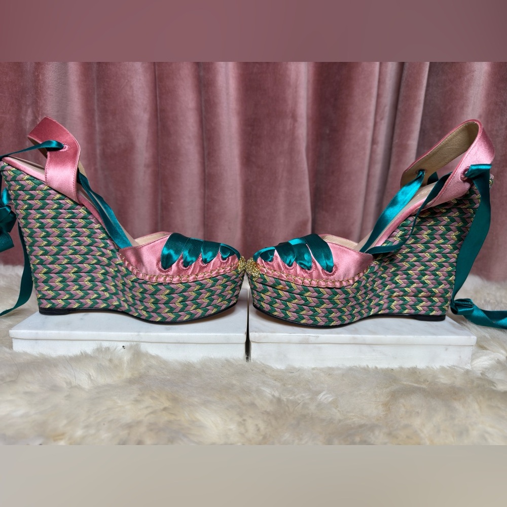 Gucci Satin Ribbon Espradille Wedge size 38 - Picture 8 of 11